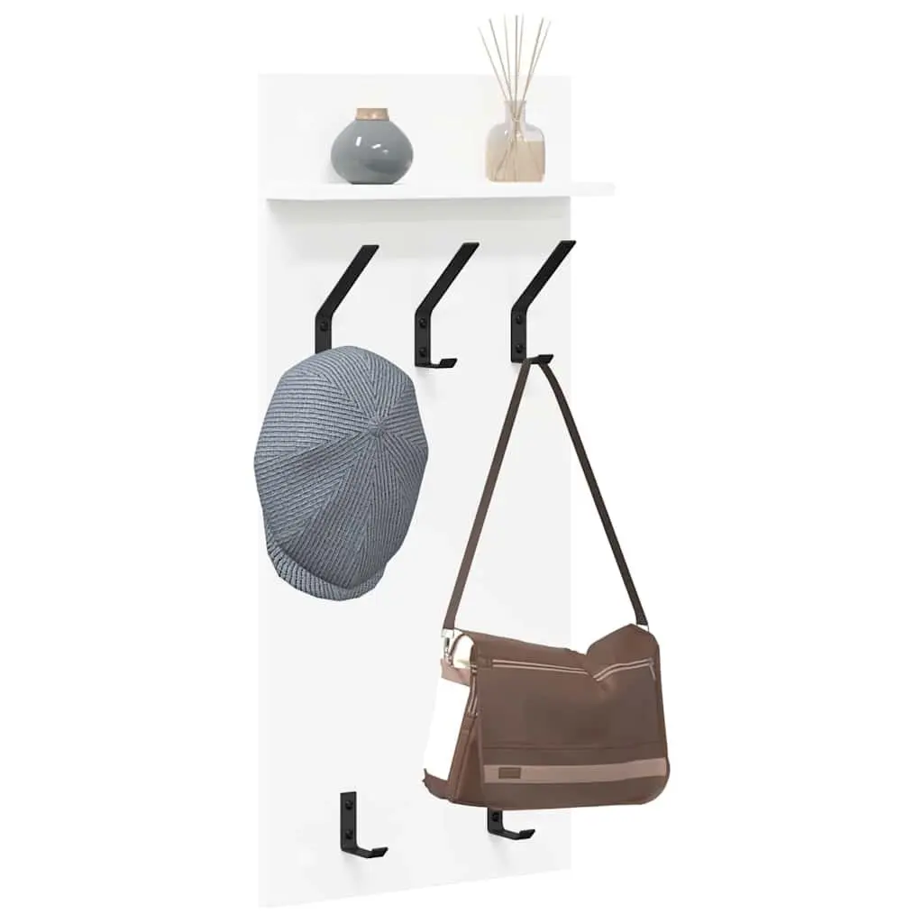 Wall-Mounted Coat Rack in White Engineered Wood