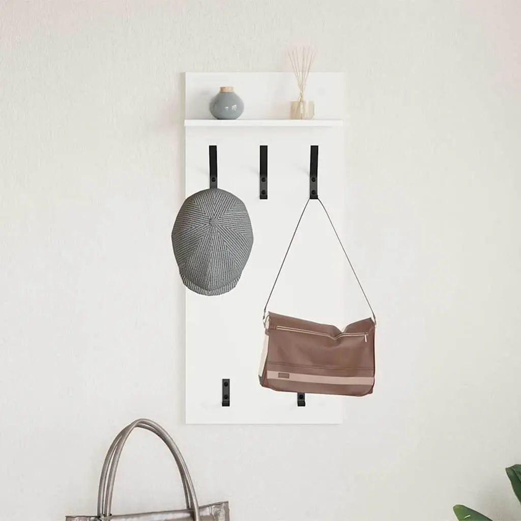 Wall-Mounted Coat Rack in White Engineered Wood