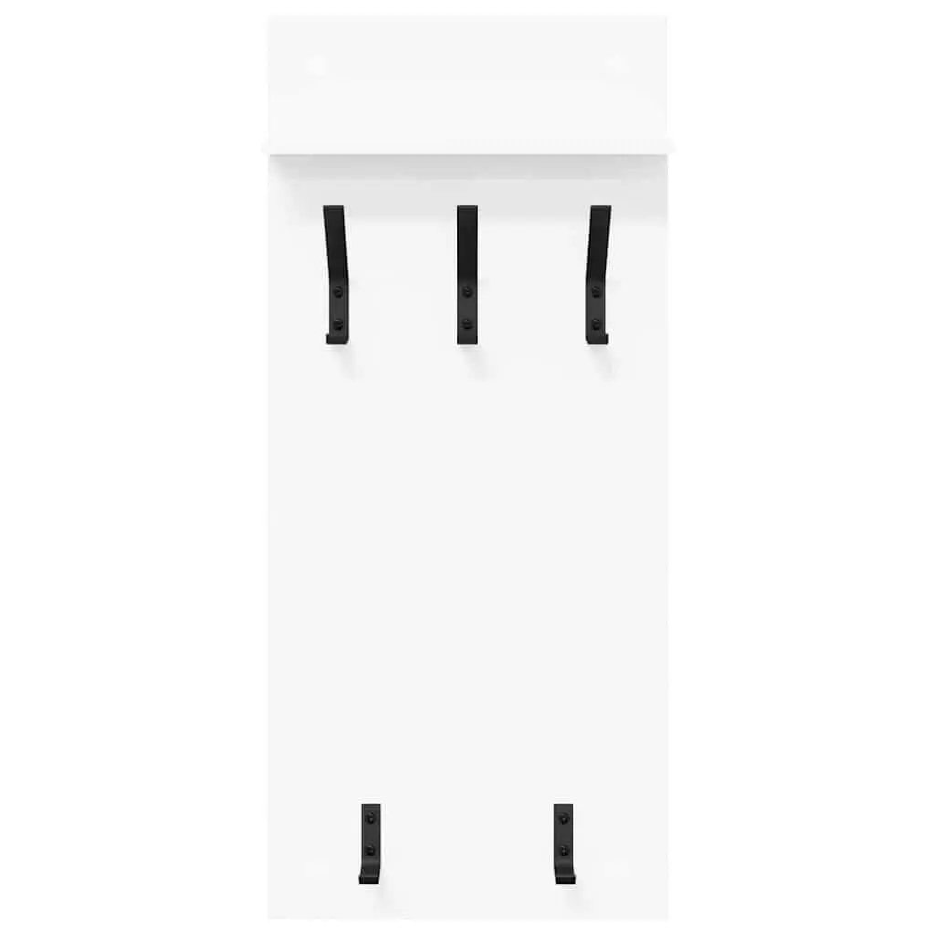 Wall-Mounted Coat Rack in White Engineered Wood