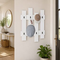 Stylish Wall-Mounted Coat Rack in White for Organizing