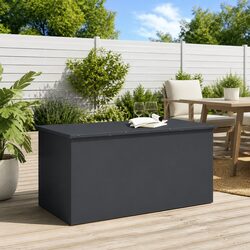 Sturdy Anthracite Steel Garden Storage Cushion Box 100x50.5x50cm