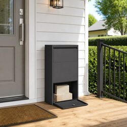 Stylish Black Steel Parcel Drop Box with Secure Storage