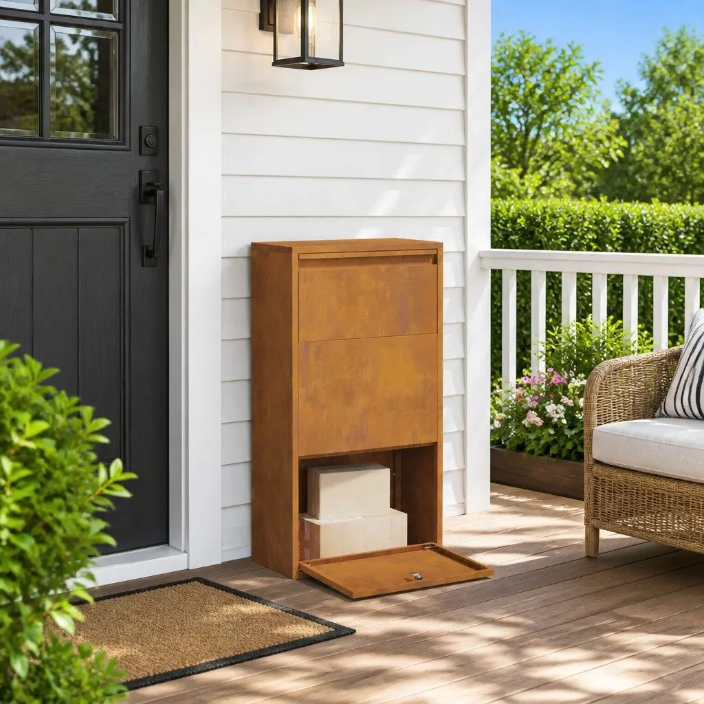 Weathering Steel Parcel Drop Box for Secure Storage