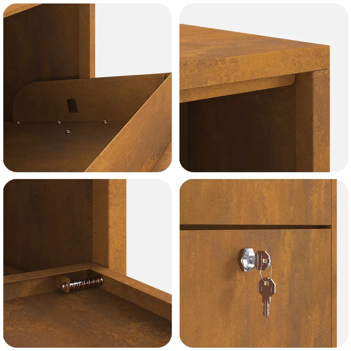 Weathering Steel Parcel Drop Box for Secure Storage