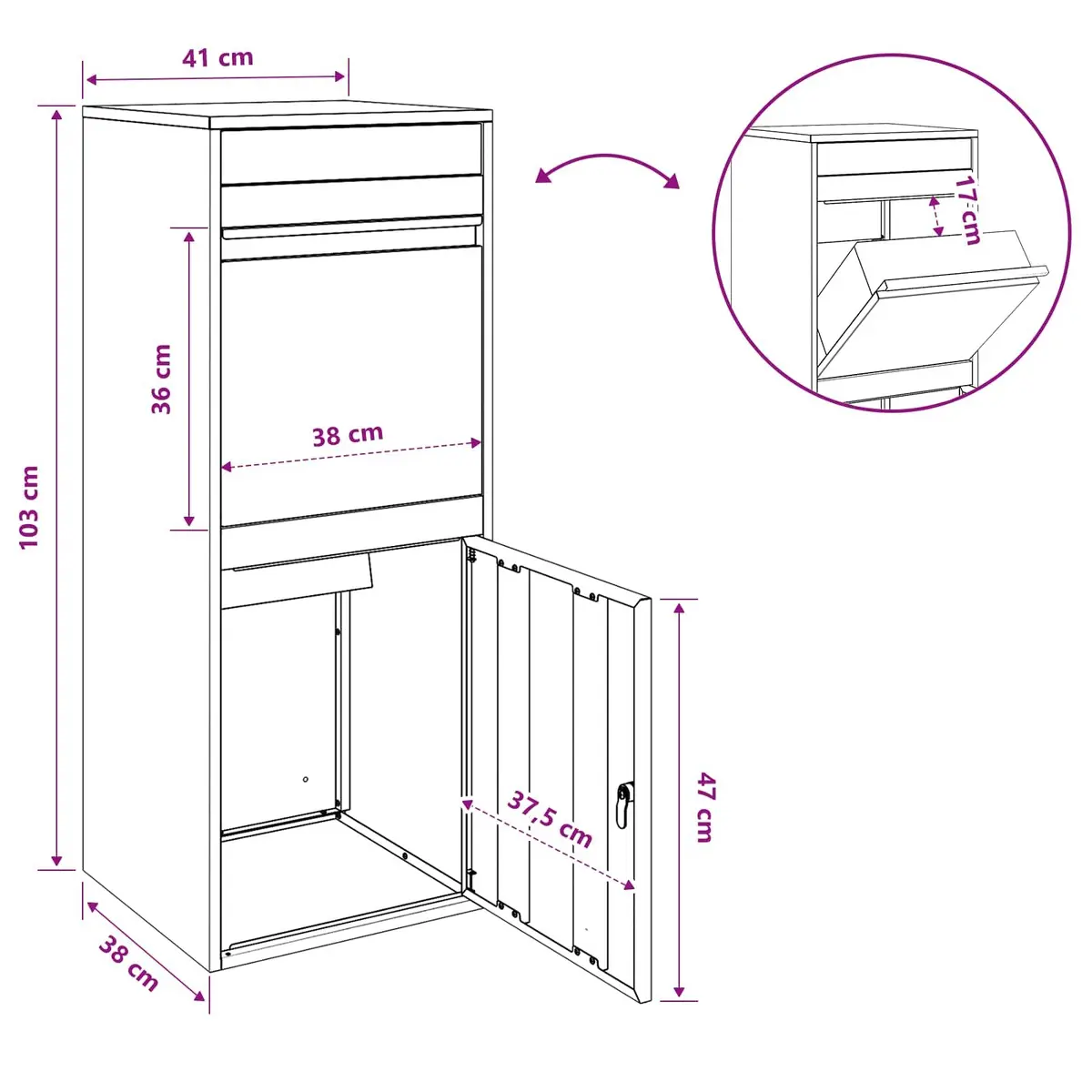 Outdoor Parcel Drop Box with Secure Latch Door