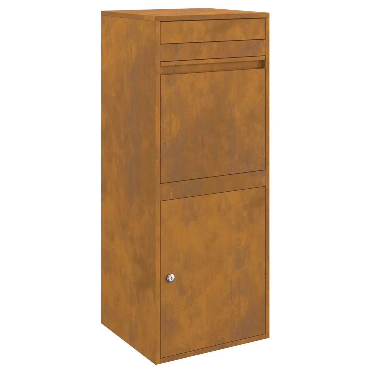 Secure Brown Steel Outdoor Parcel Drop Box for Mail