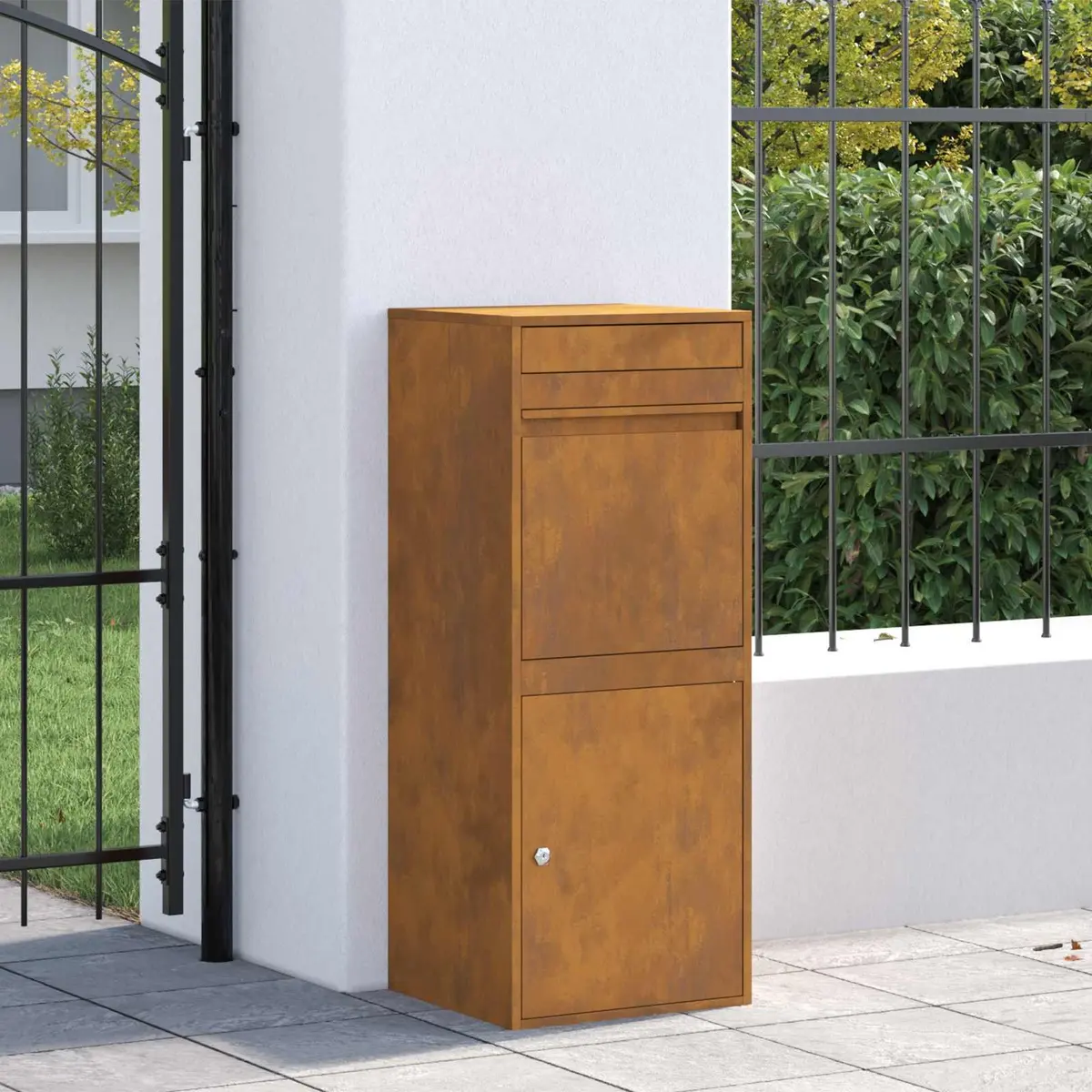 Secure Brown Steel Outdoor Parcel Drop Box for Mail