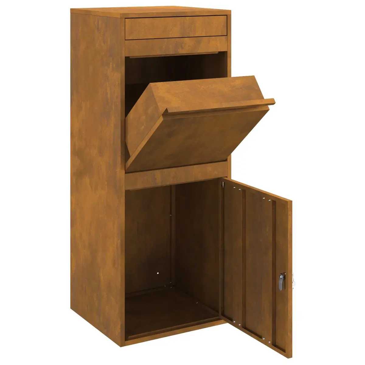 Secure Brown Steel Outdoor Parcel Drop Box for Mail