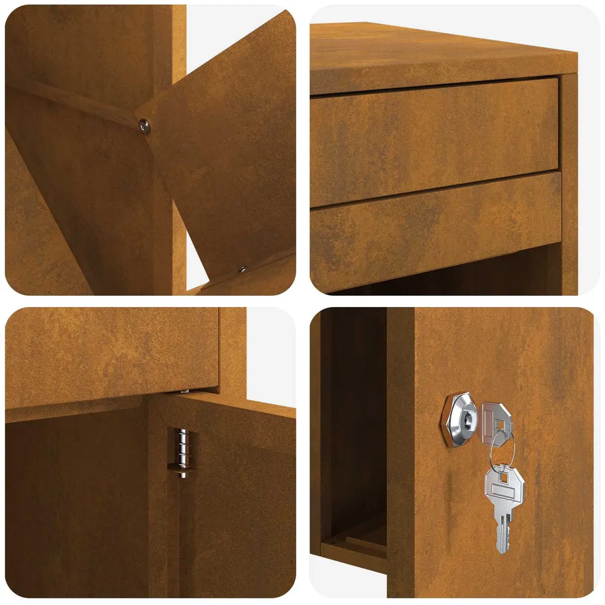 Secure Brown Steel Outdoor Parcel Drop Box for Mail