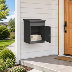 Durable Black Steel Parcel Drop Box for Outdoors