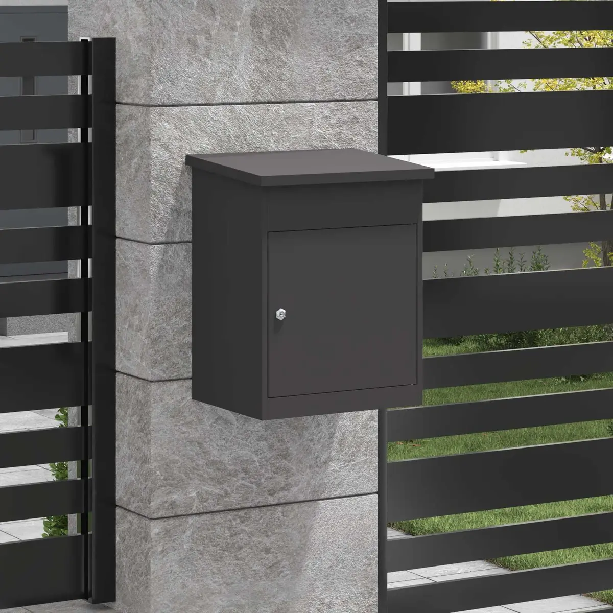 Black Steel Parcel Drop Box for Outdoors