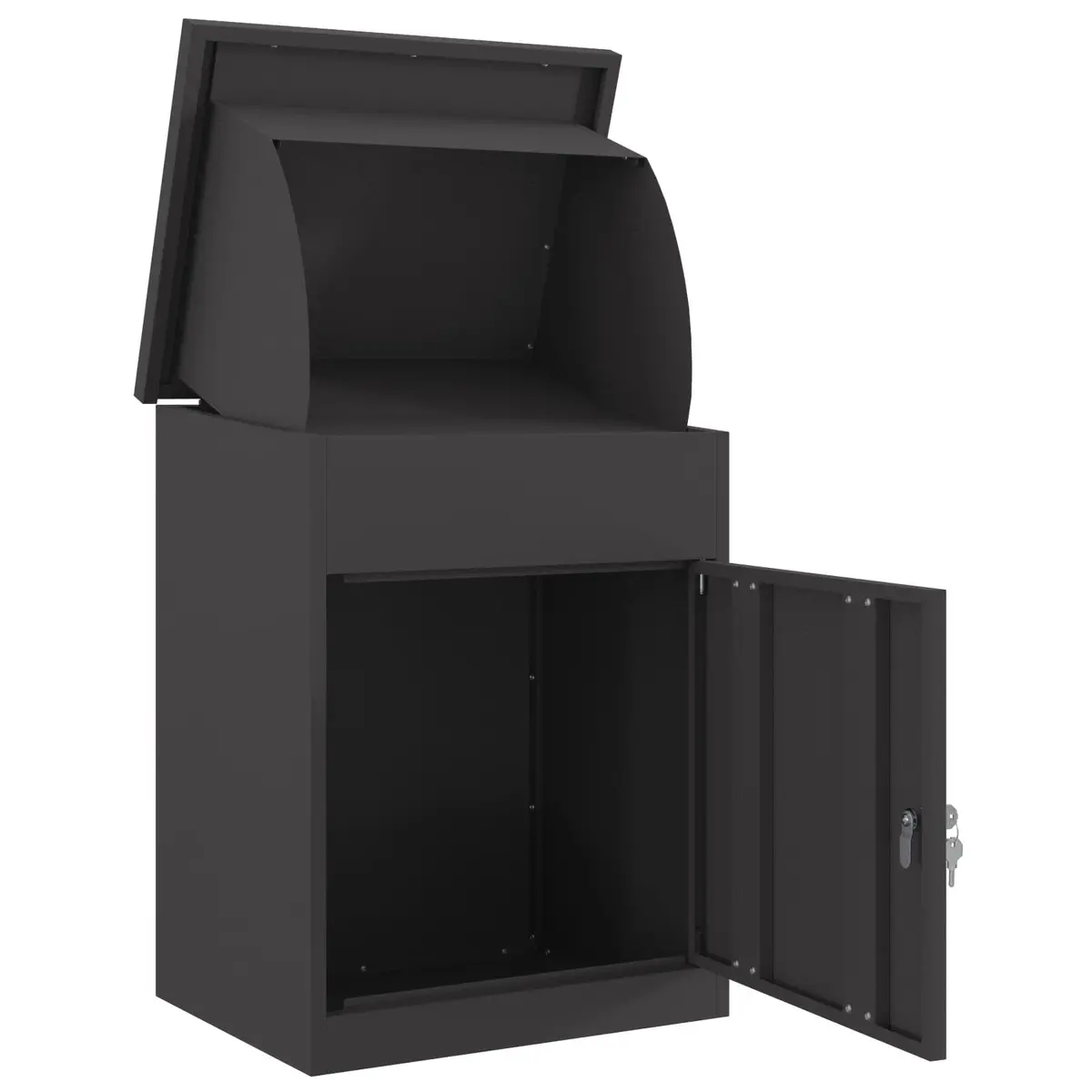 Black Steel Parcel Drop Box for Outdoors