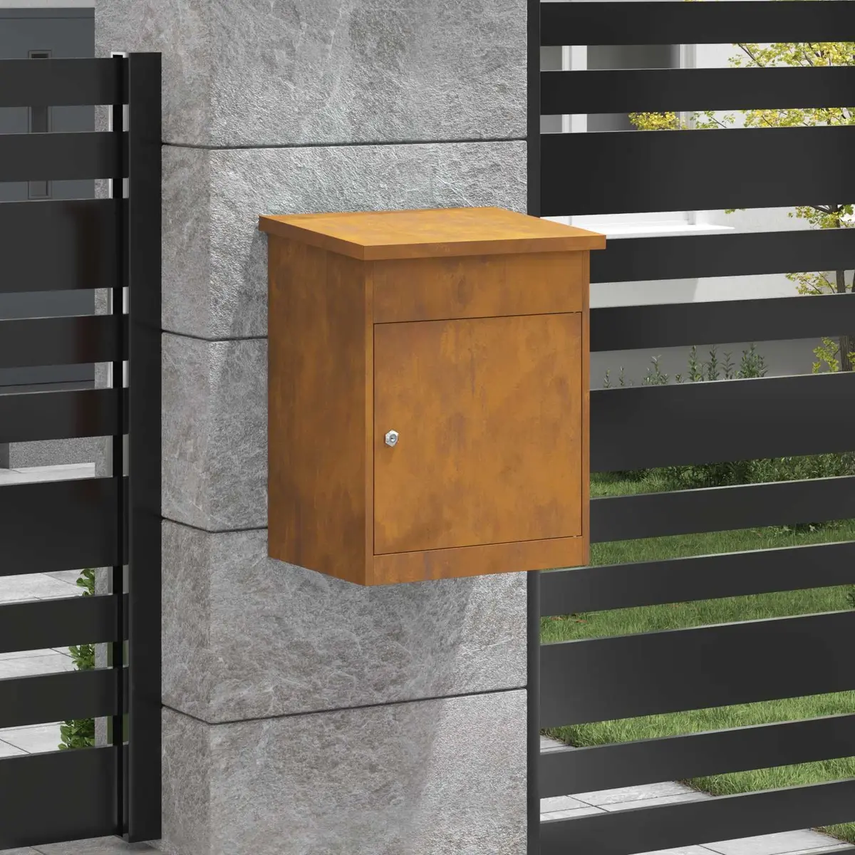Parcel Drop Box Steel 47.5x38x59cm Brown