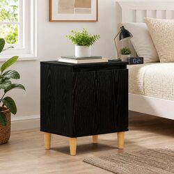 Modern Black Oak Bedside Cabinet - Stylish Storage Solution