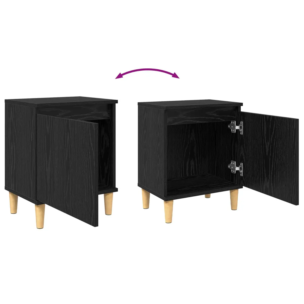 Bedside Cabinet Black Oak 40 x 30 x 50 cm Modern Engineered Wood Nightstand