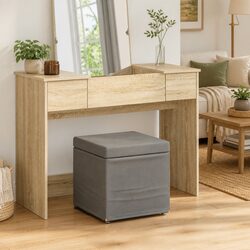 Grey Backless Bar Stool Modern Minimalist Fabric Cushion Seat Indoor Furniture
