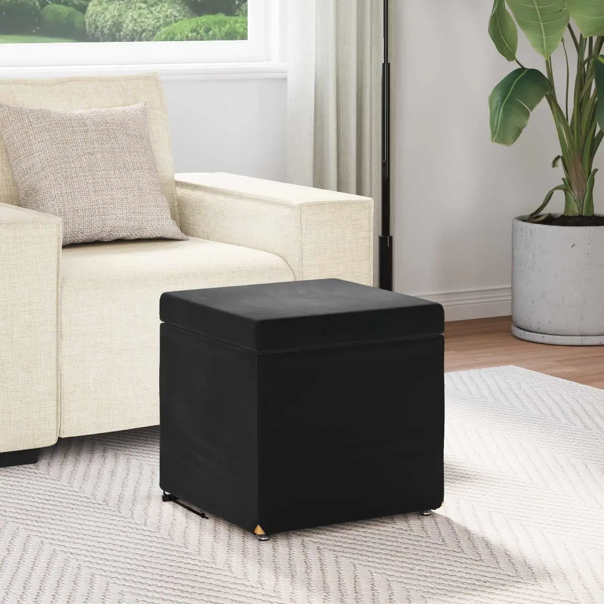 Backless Black Velvet Bar Stool for Kitchens