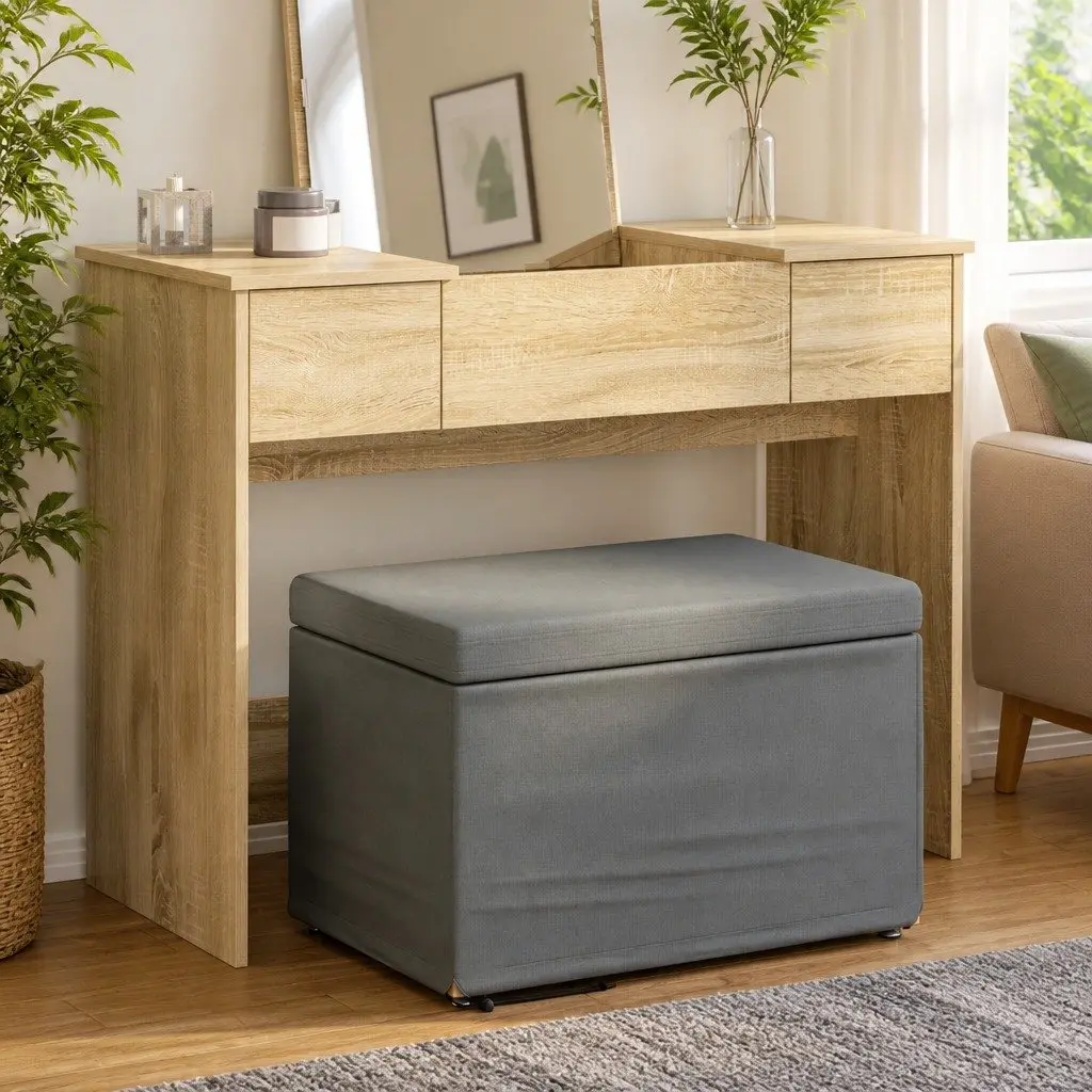 Grey Backless Bar Stool with Soft Cushion
