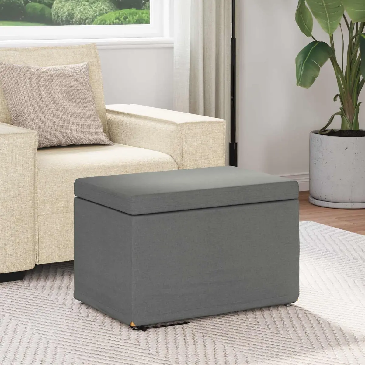 Grey Backless Bar Stool with Soft Cushion