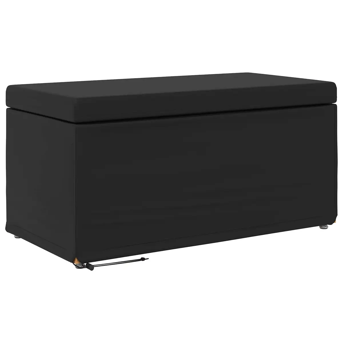 Black Backless Bar Stool with Faux Leather Seat