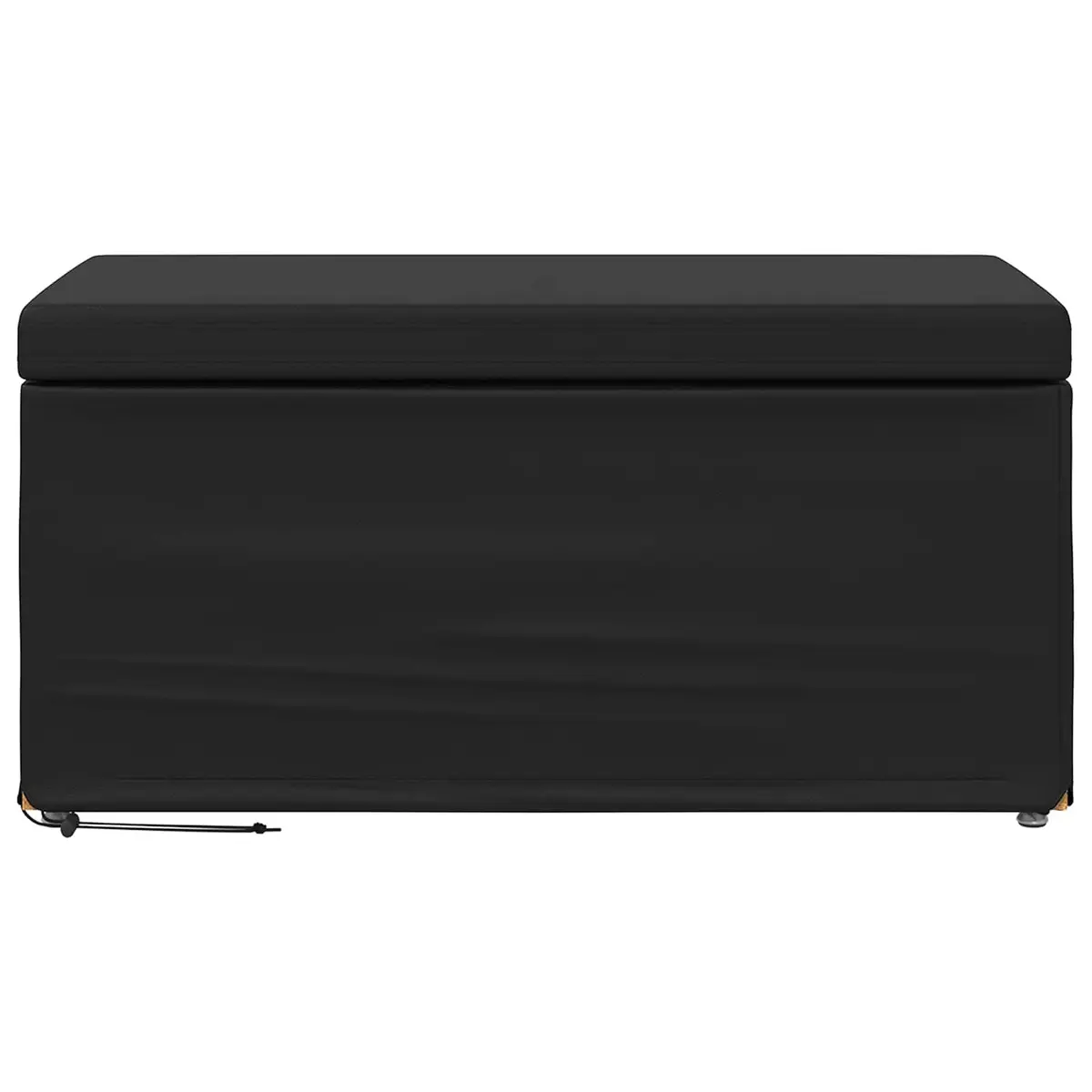 Black Backless Bar Stool with Faux Leather Seat