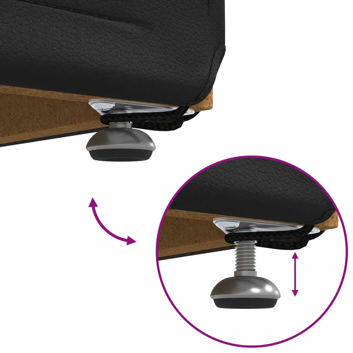 Black Backless Bar Stool with Faux Leather Seat