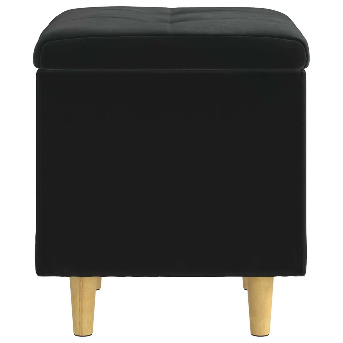 Black Tufted Storage Ottoman with Cushion and Hidden Compartment