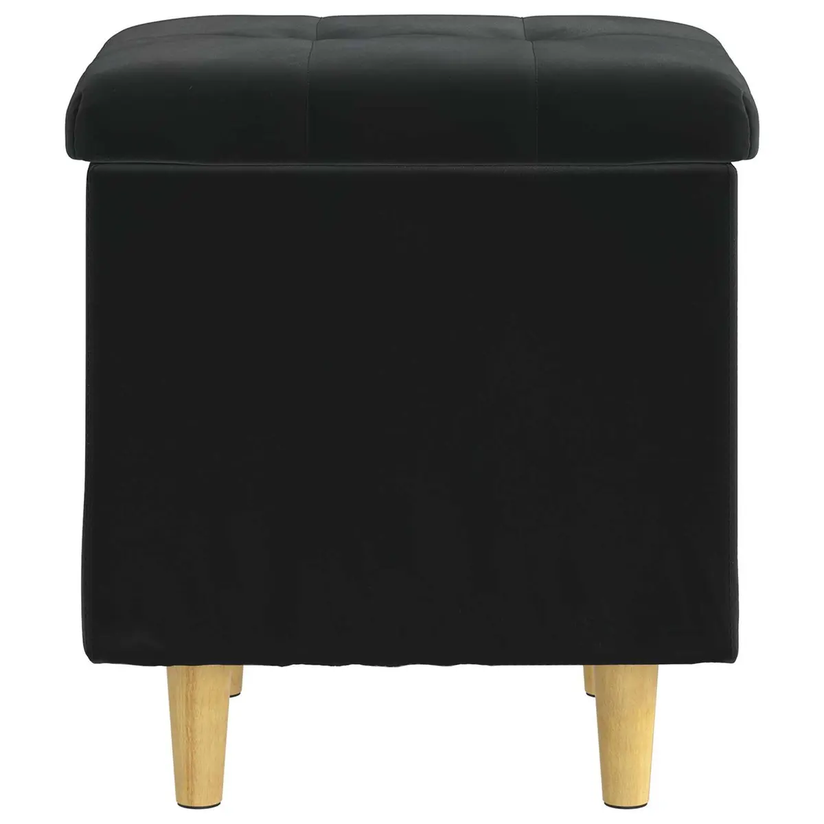 Black Tufted Storage Ottoman with Cushion and Hidden Compartment
