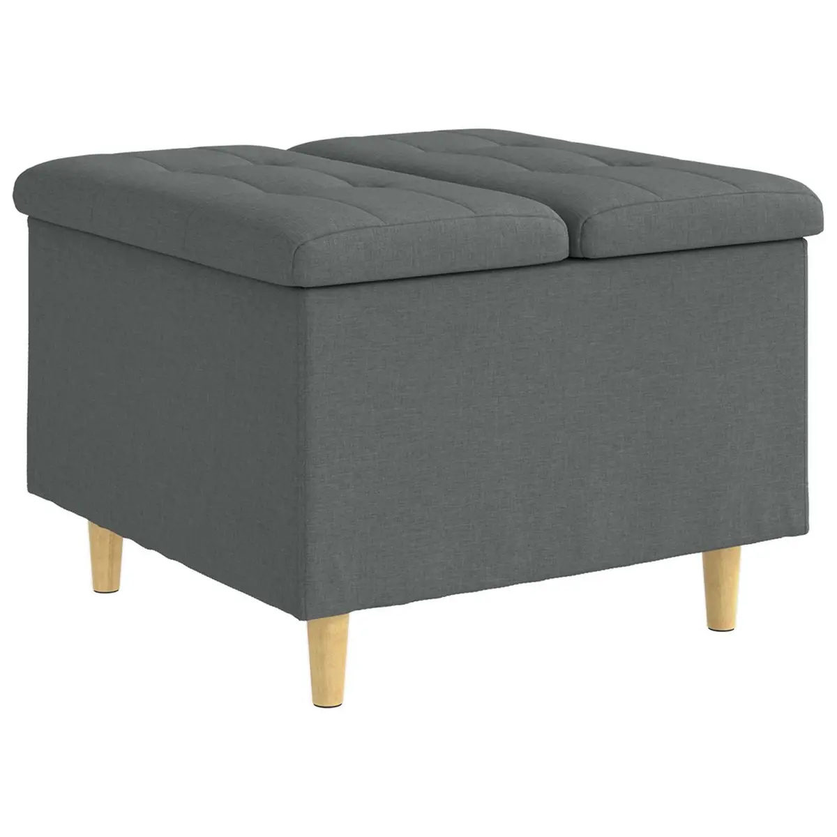 Storage Ottoman with Cushion Grey Tufted Design Hidden Compartment 60x60x45cm