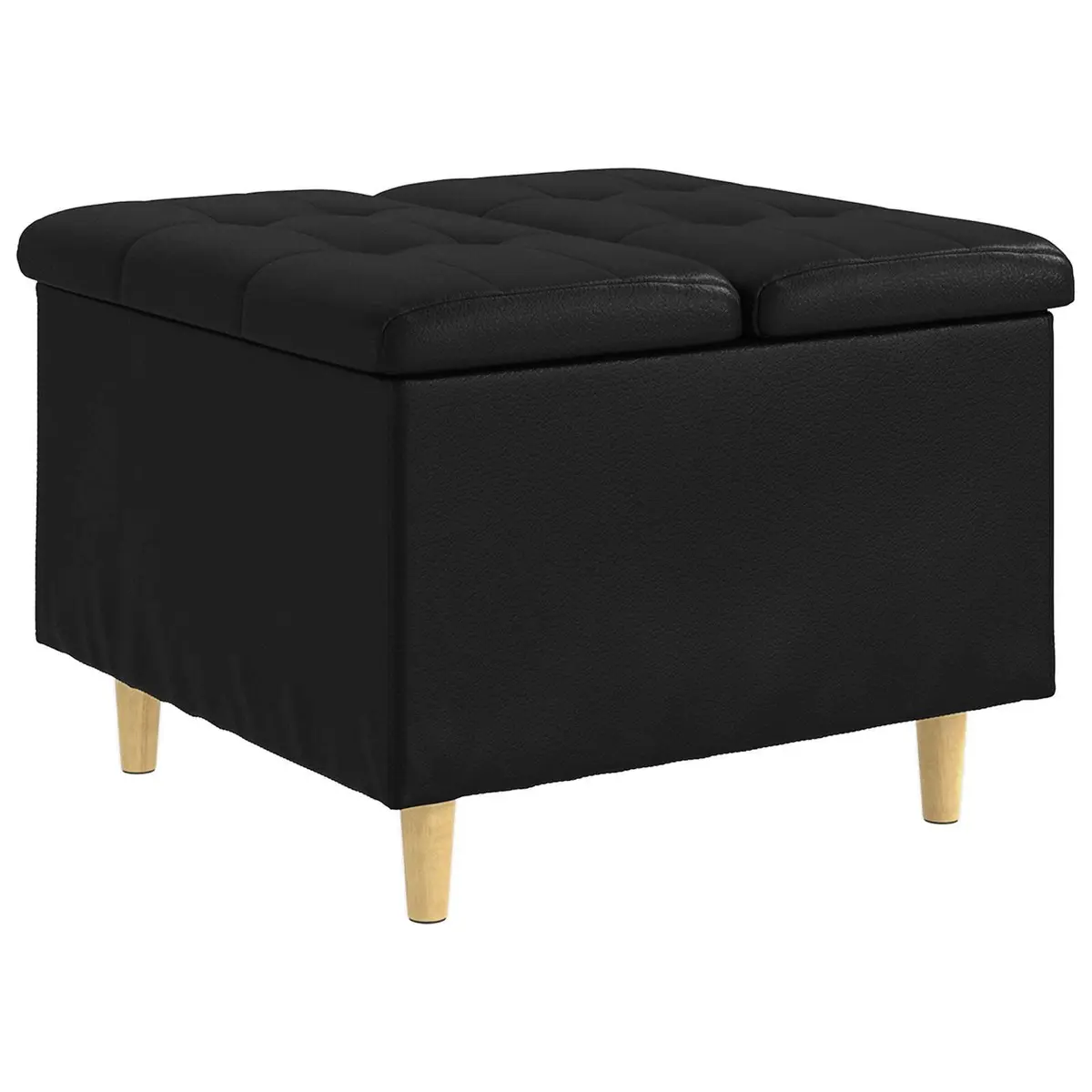 Black Tufted Storage Ottoman with Hidden Compartment