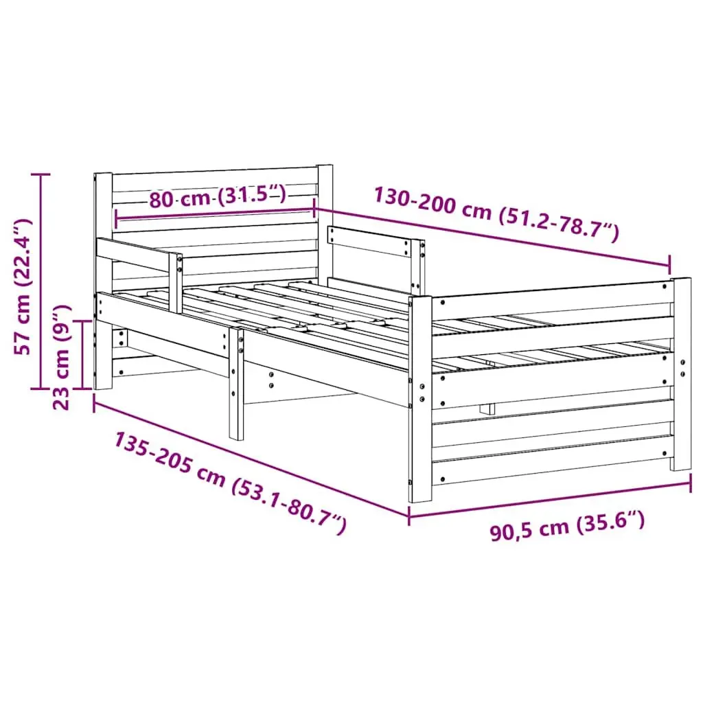 Bed Frame with Headboard 80 x 200 cm for Kids