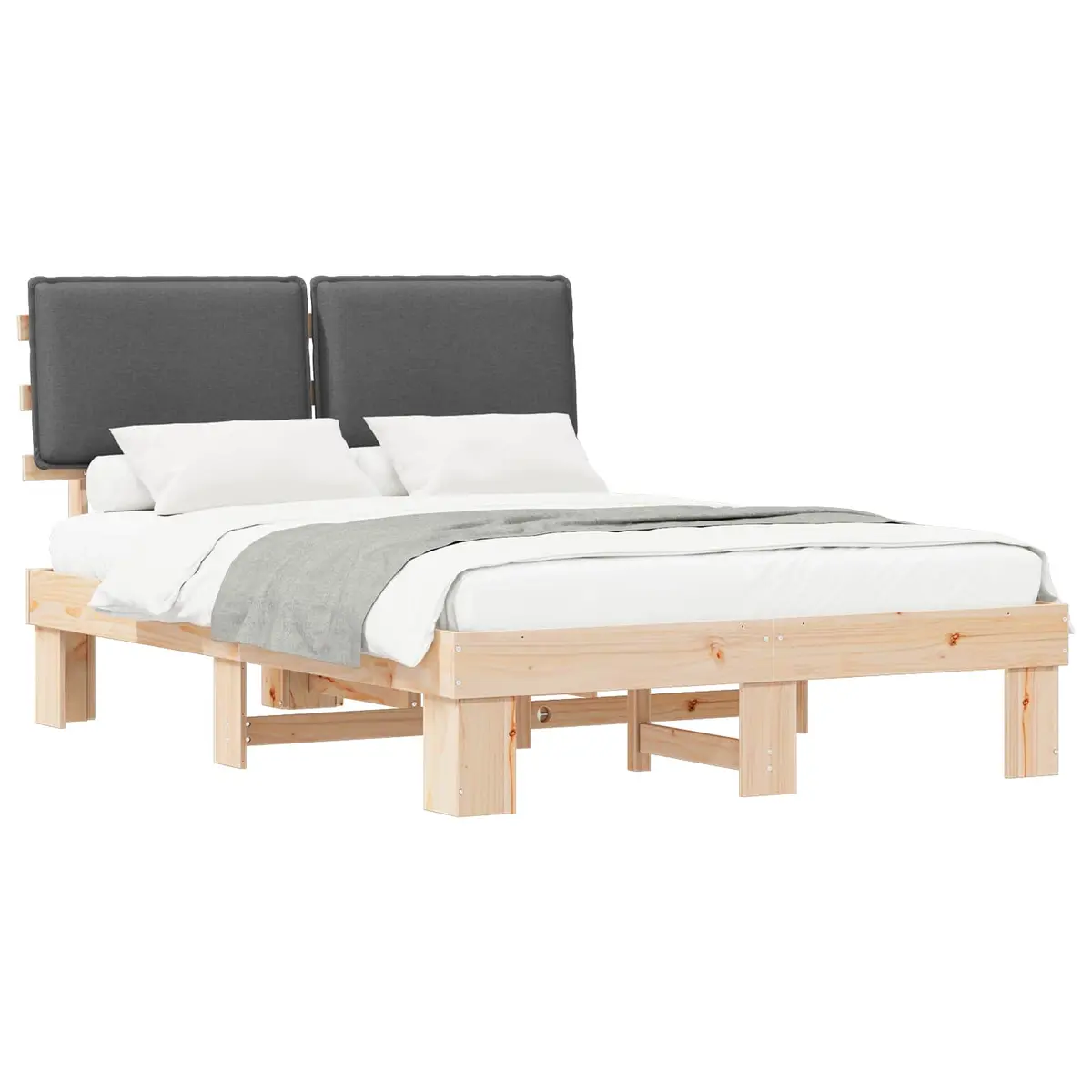 Grey Upholstered Bed Frame 150 x 200 cm