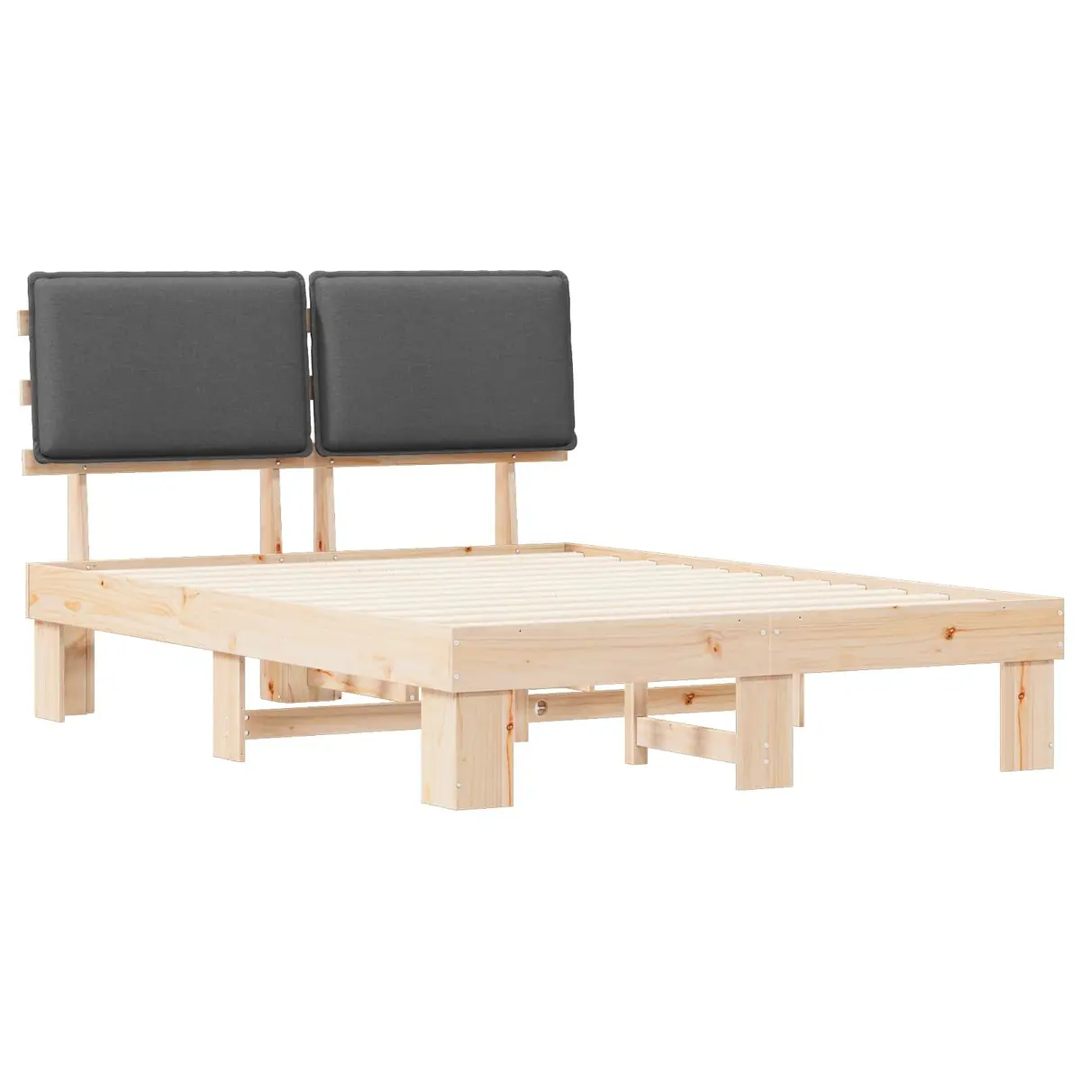Grey Upholstered Bed Frame 150 x 200 cm
