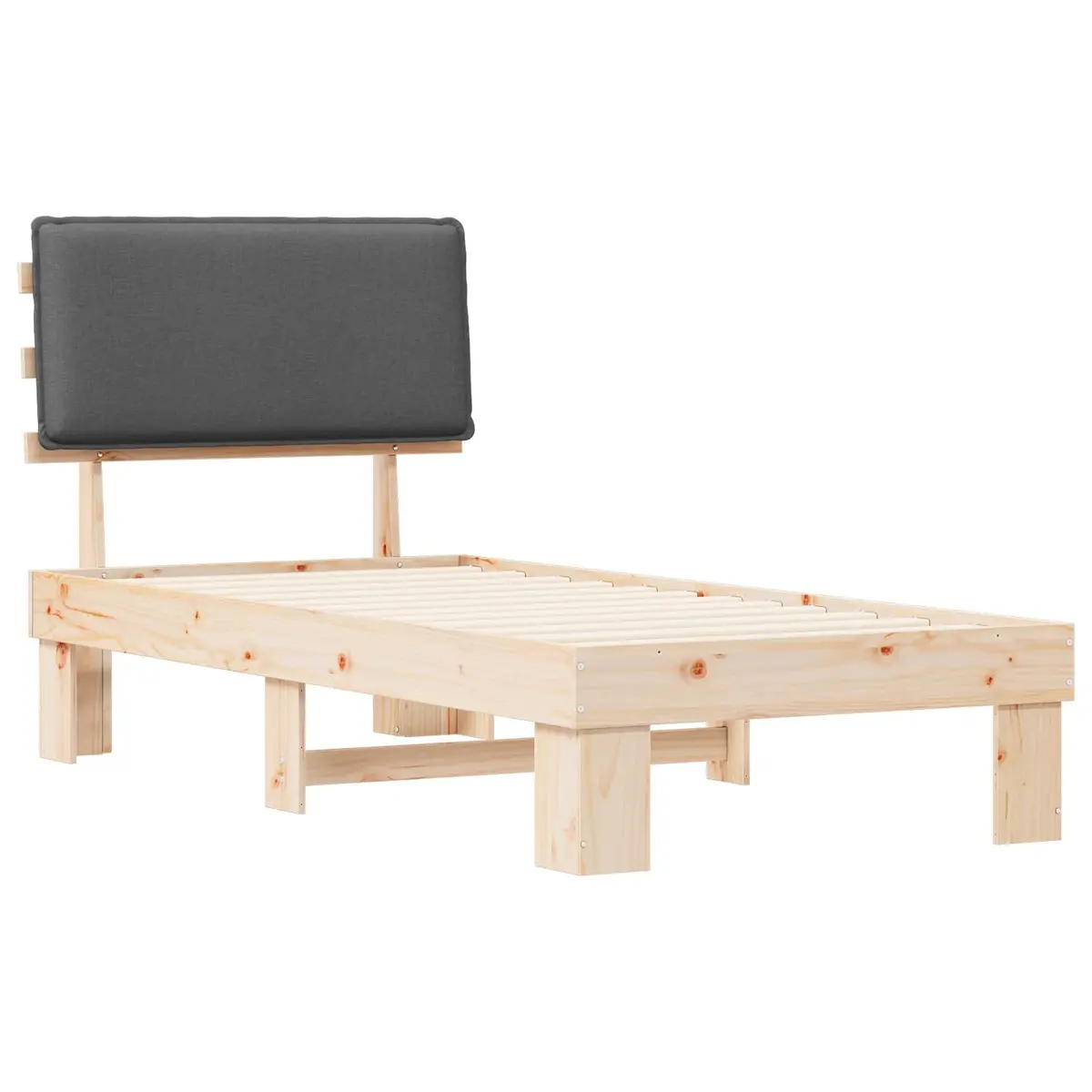 Grey Bed Frame with Upholstered Headboard 90 x 190 cm