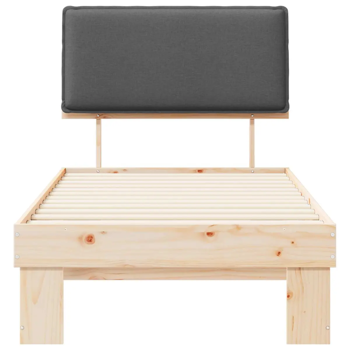 Grey Bed Frame with Upholstered Headboard 90 x 190 cm