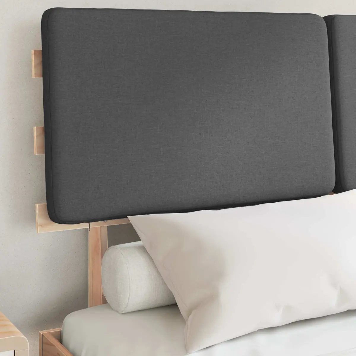 Grey Bed Frame with Upholstered Headboard 150 x 200 cm