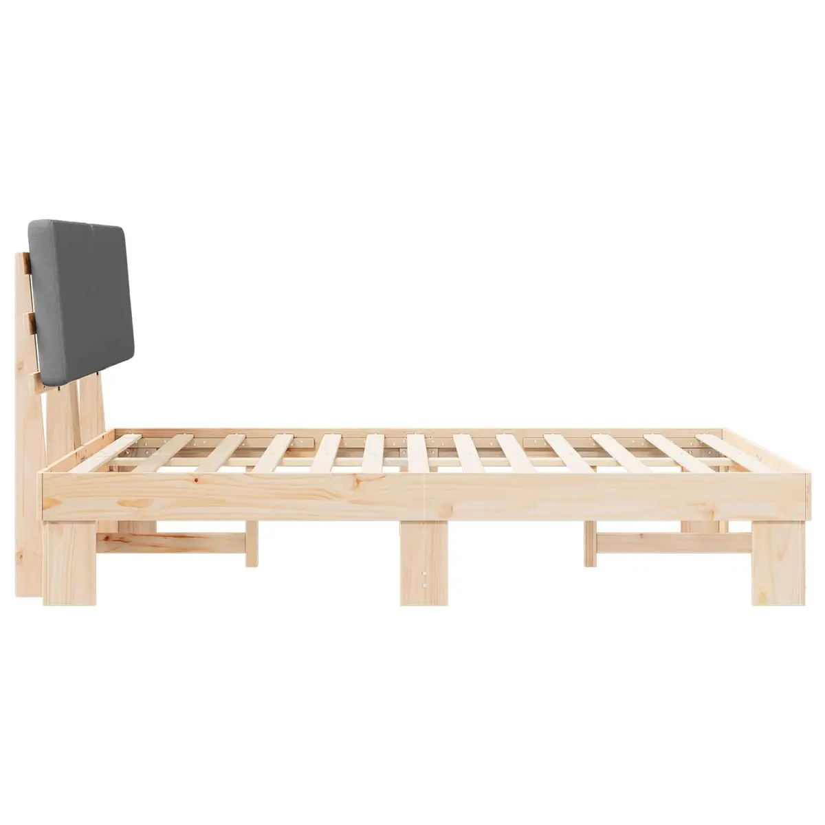 Grey Bed Frame with Upholstered Headboard 150 x 200 cm