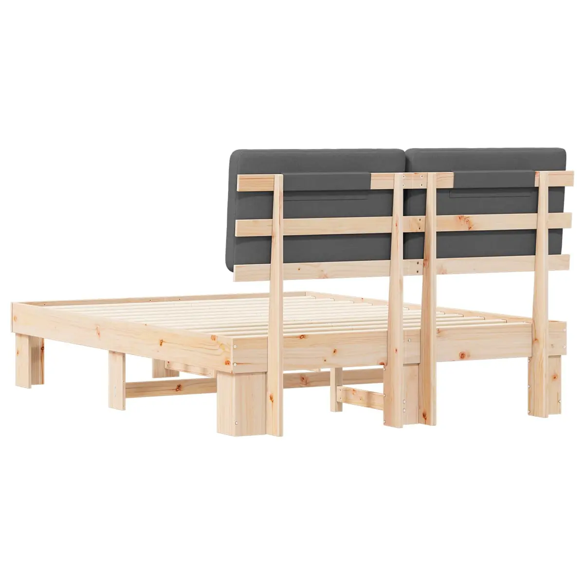 Grey Bed Frame with Upholstered Headboard 150 x 200 cm