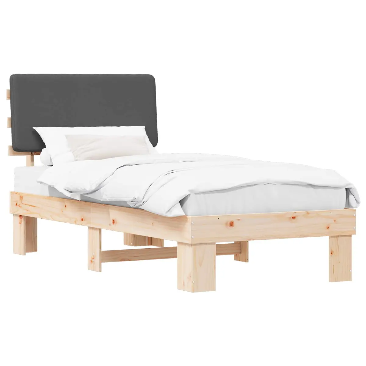 Grey Upholstered Bed Frame 90 x 190 cm