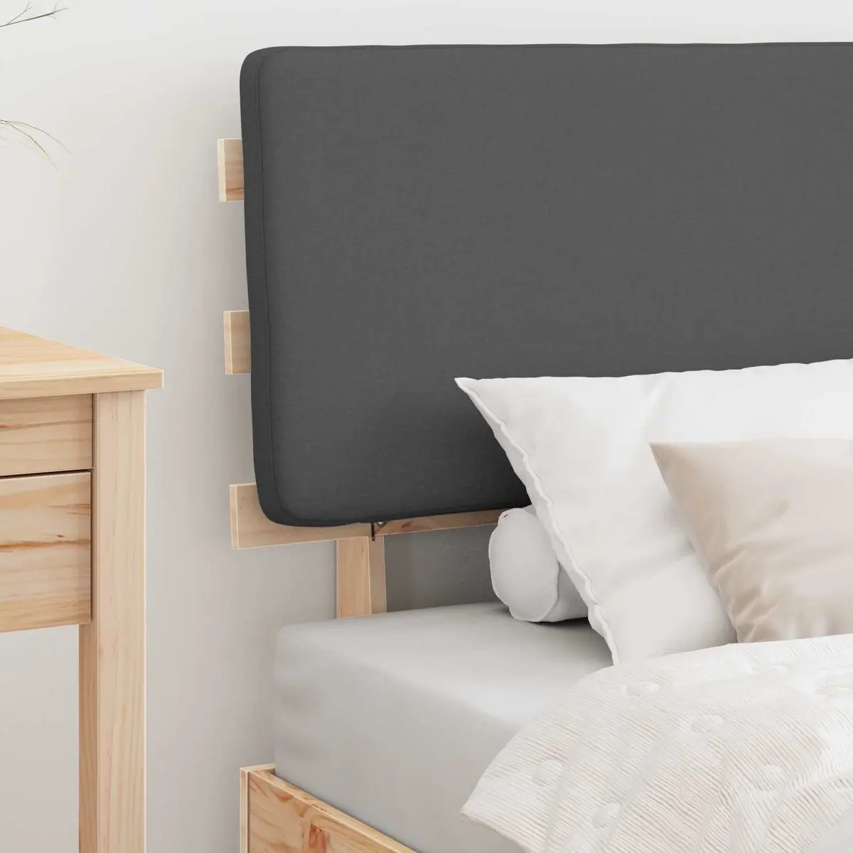 Grey Upholstered Bed Frame 90 x 190 cm