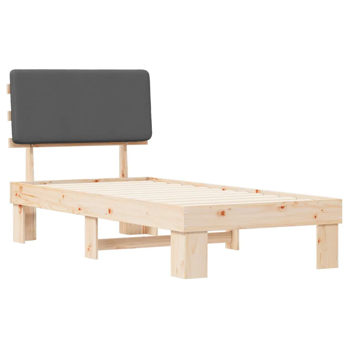 Grey Upholstered Bed Frame 90 x 190 cm
