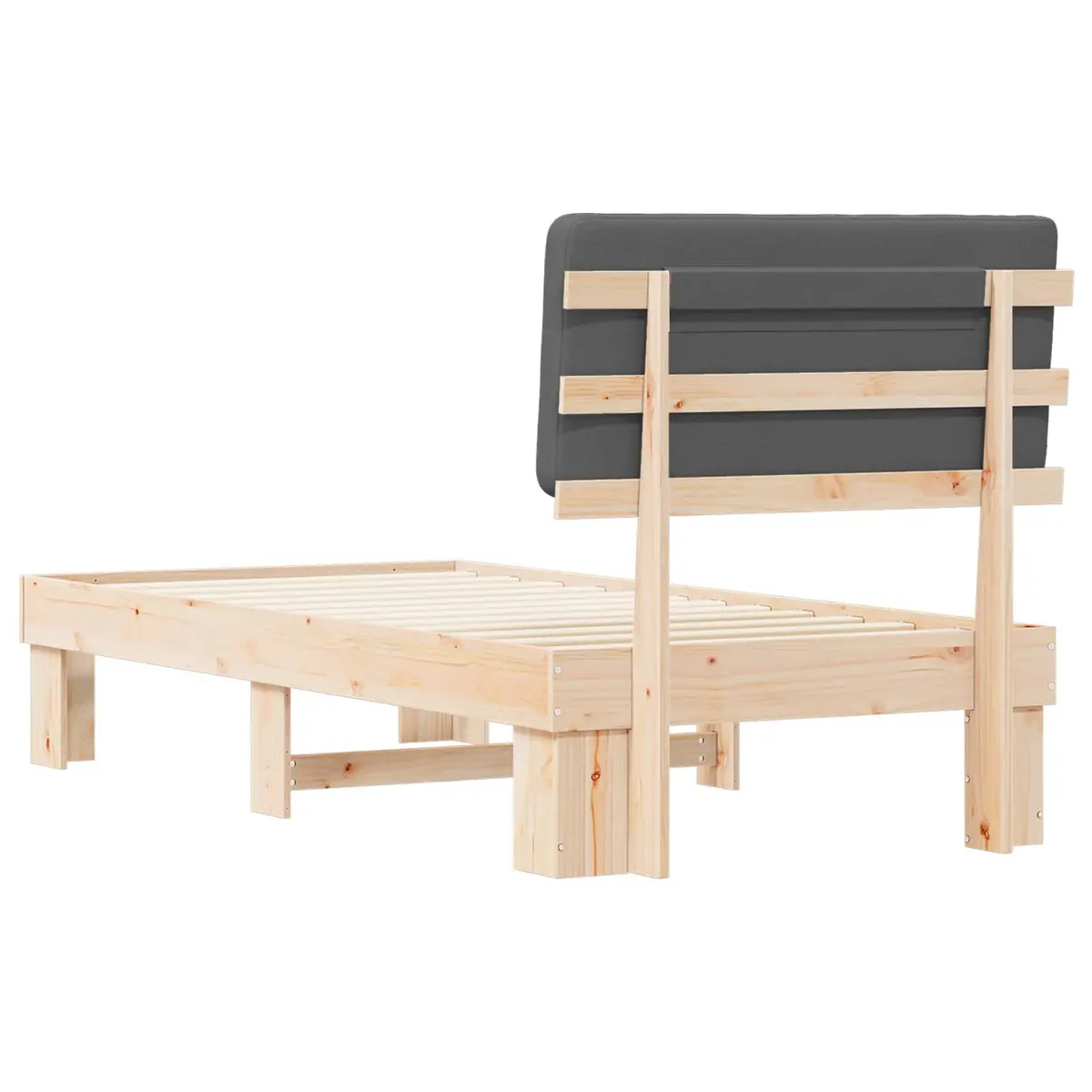 Grey Upholstered Bed Frame 90 x 190 cm