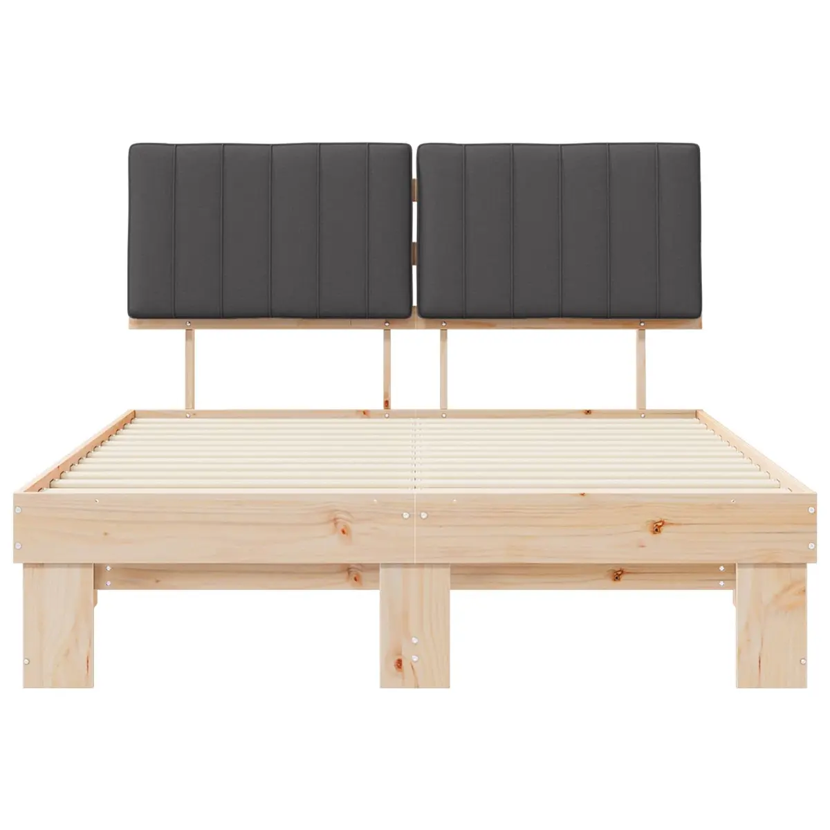 Grey Upholstered Headboard Bed Frame 135 x 190 cm
