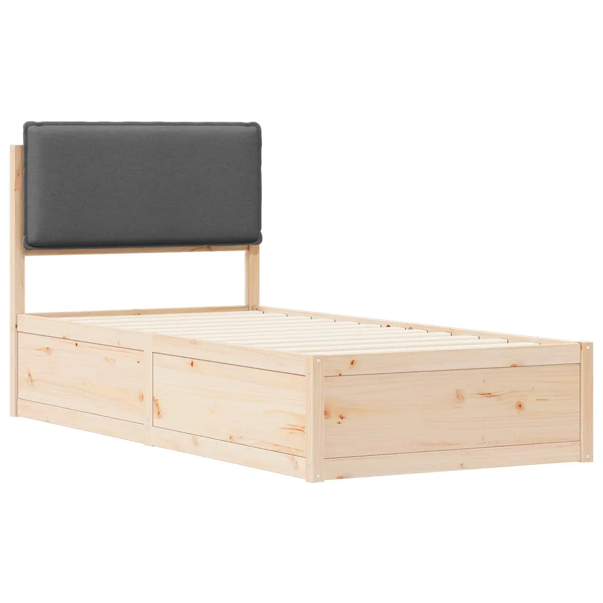 Grey Bed Frame with Upholstered Headboard 90 x 190 cm