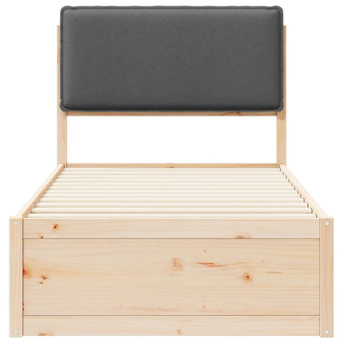 Grey Bed Frame with Upholstered Headboard 90 x 190 cm