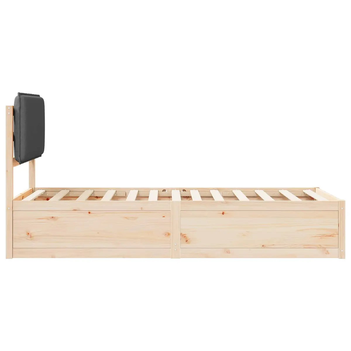Grey Bed Frame with Upholstered Headboard 90 x 190 cm