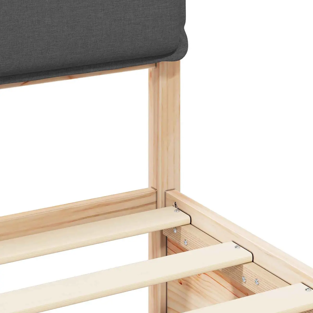 Grey Bed Frame with Upholstered Headboard 90 x 190 cm