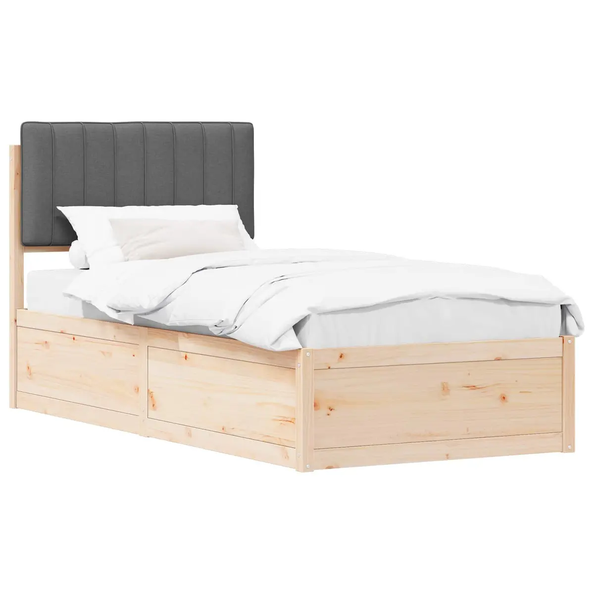 Grey Upholstered Bed Frame 90 x 190 cm
