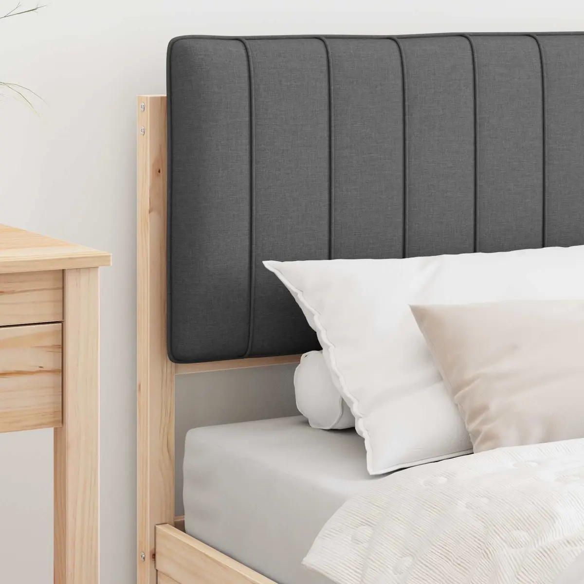 Grey Upholstered Bed Frame 90 x 190 cm