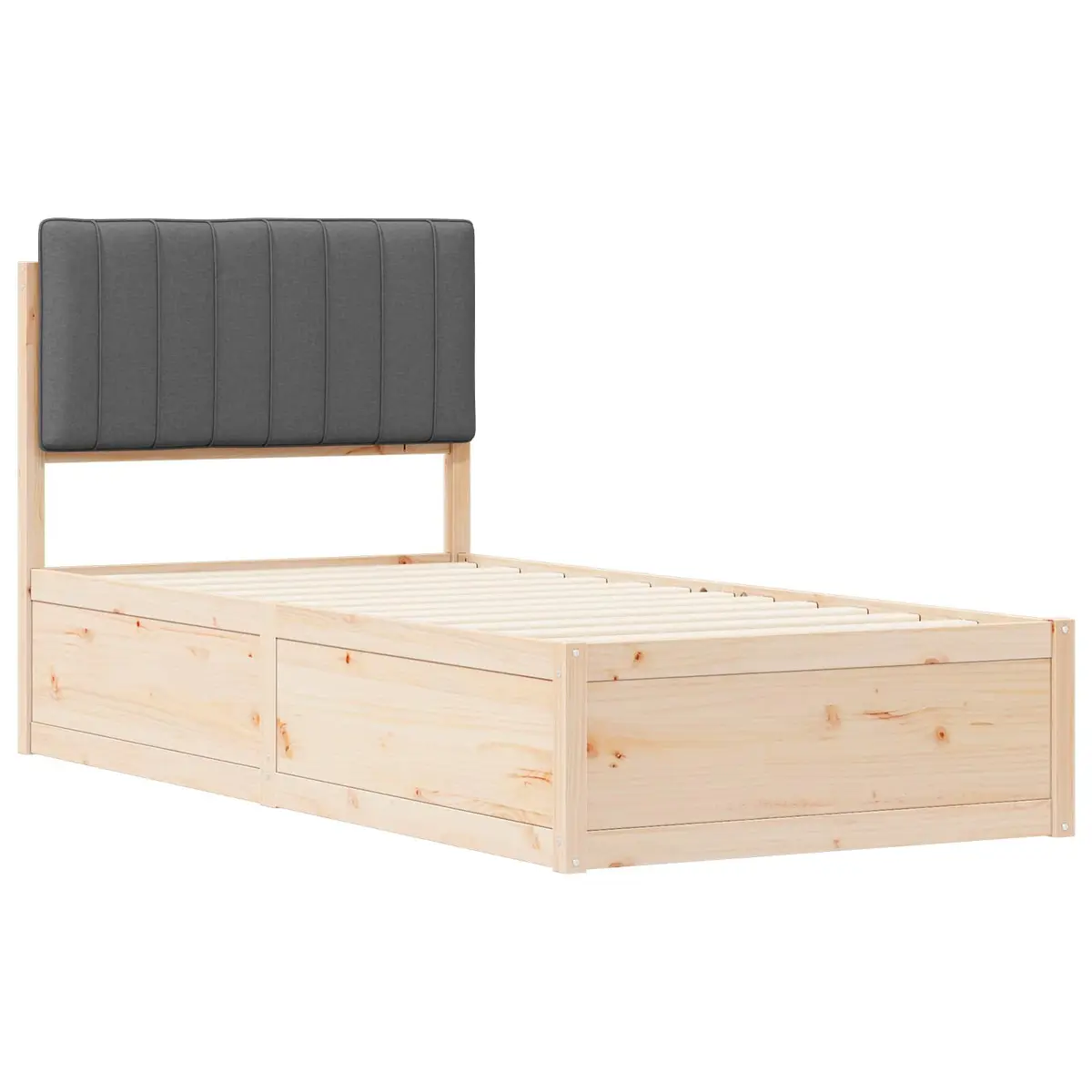 Grey Upholstered Bed Frame 90 x 190 cm